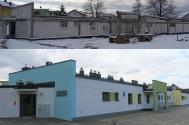 Budowa przed rokiem, budynek przedszkola obecnie, fot. Skocz do Skoczowa/FB