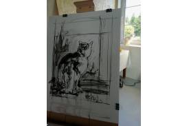 Modelka - kotka Alpina w pracowni / fot. RH