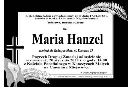 Zdjęcie przedstawia klepsydrę zmarłej Marii Hanzel