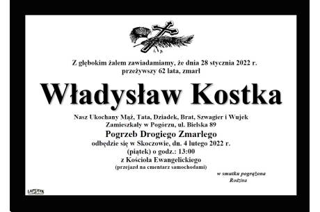 Zmarł Władysław Kostka 