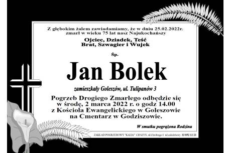 Zmarł  śp. Jan Bolek 