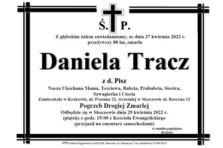 Zmarła Daniela Tracz z d. Pisz