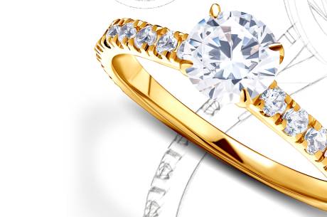 Bogato zdobiony złoty pierścionek zaręczynowy 