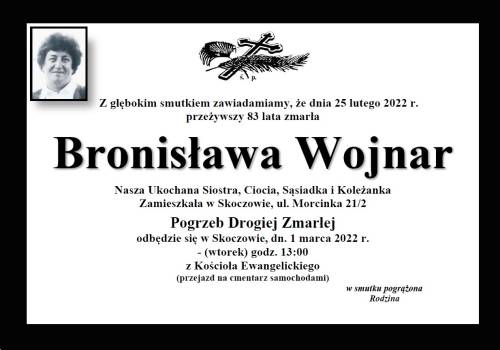 zmarła Bronisława Wojnar