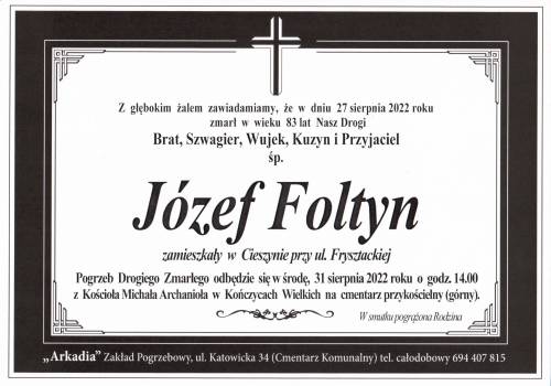 Zmarł  śp. Józef Foltyn
