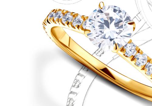 Bogato zdobiony złoty pierścionek zaręczynowy 