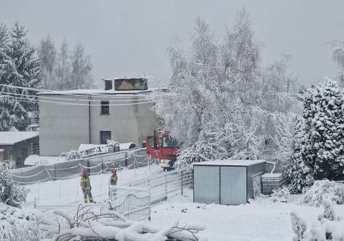 Strażacy interweniowali m.in. do uszkodzonych przez śnieg przewodów energetycznych. fot. JŚ