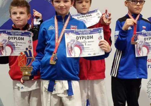 Daniel Mariat z Jaworza zdobył złoty medal w Kumite Chłopców U10, fot. UG Jaworze