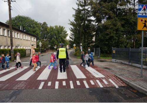 Policjanci apelują do kierowców o zwolnienie przy szkołach, fot. KPP Cieszyn