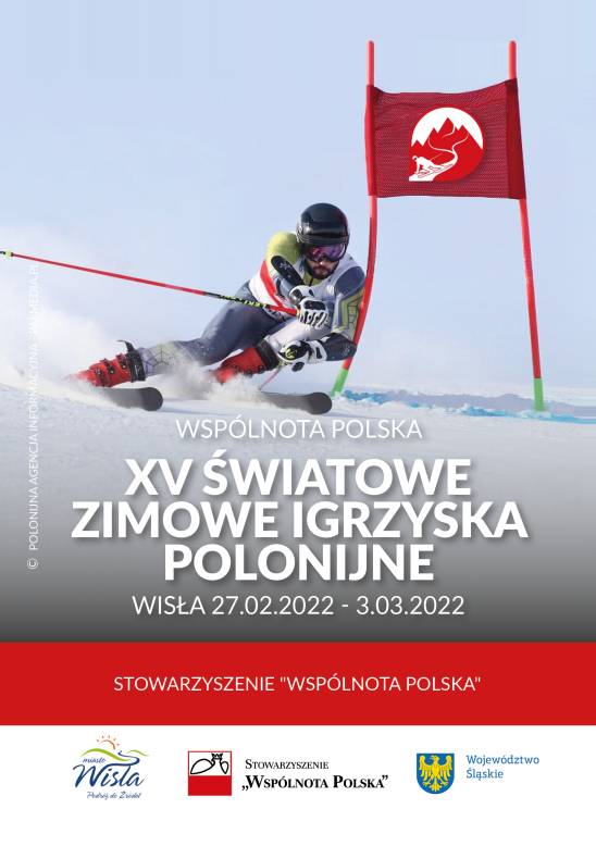 Oficjalny plakat Światowych Zimowych Igrzysk Polonijnych. Źródło: wspolnotapolska.org.pl