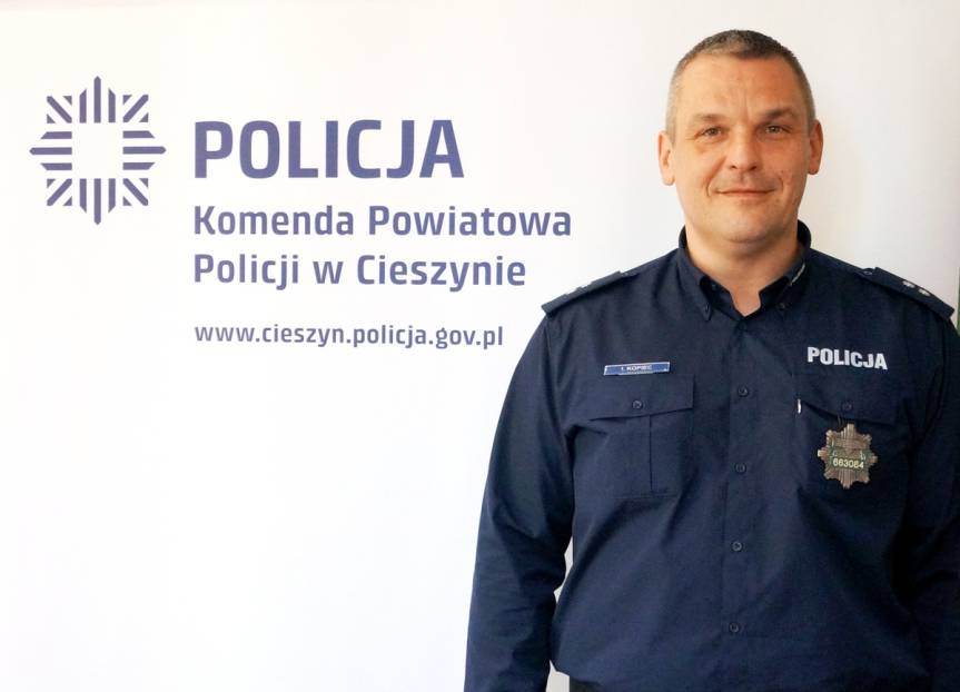 Naczelnik Wydziału Prewencji Komendy Powiatowej Policji w Cieszynie podkom. Ireneusz Kopiec