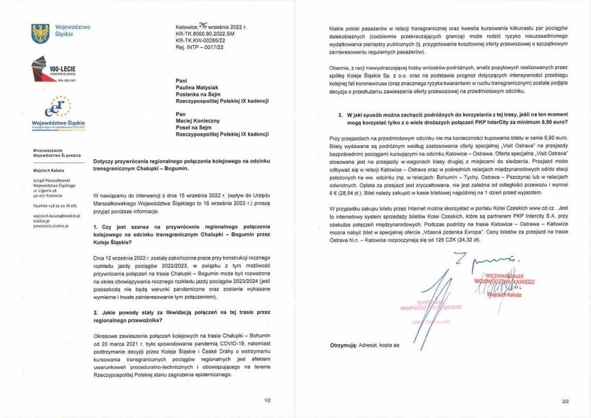 Odpowiedź Wojciecha Kałuży na pismo Pauliny Matysiak i Macieja Koniecznego z partii Razem. Źródło: facebook.com