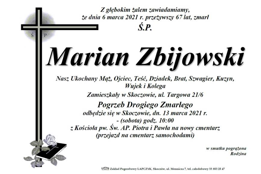 Zmarł Ś.P. Marian Zbijowski 