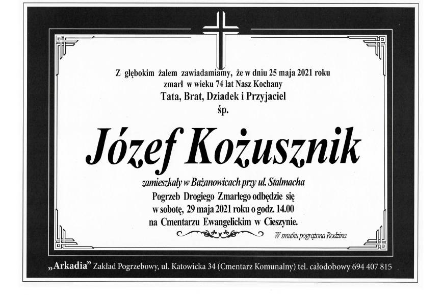 Zmarł śp. Józef Kożusznik 