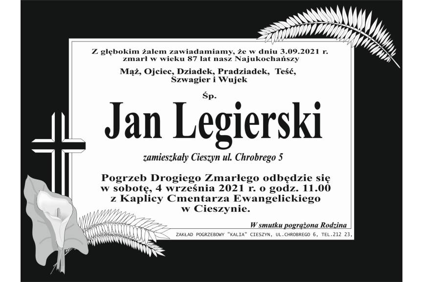 Zmarł śp. Jan Legierski