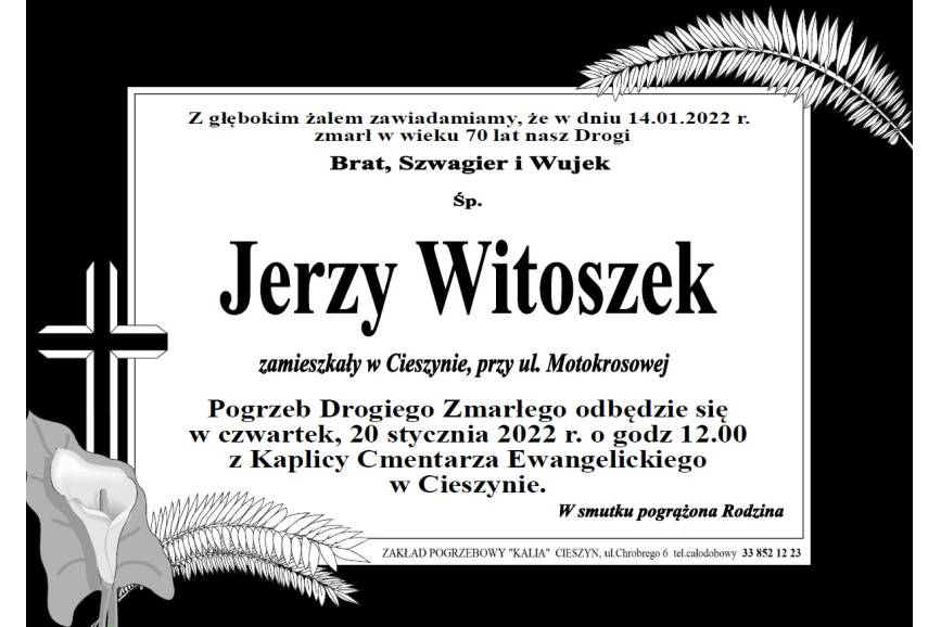 Zmarł śp.  Jerzy Witoszek