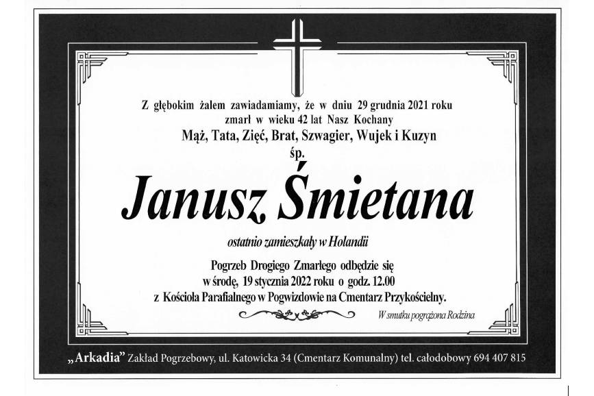 Zmarł śp. Janusz Śmietana