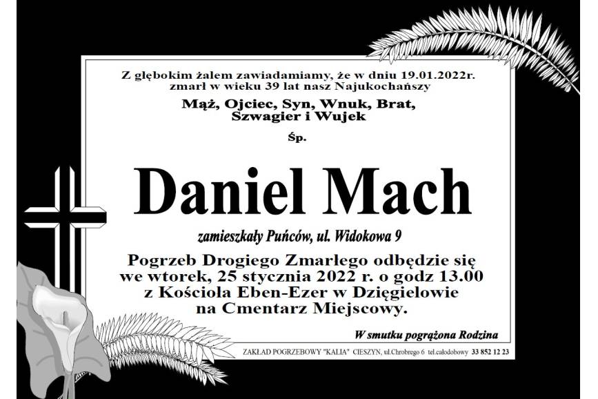Zmarł  śp. Daniel Mach