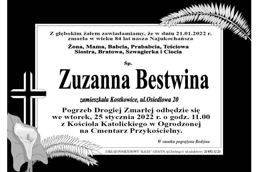 Zmarła Zuzanna Bestwina