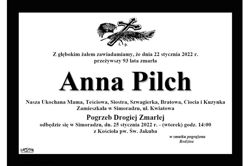 Zmarła Anna Pilch 