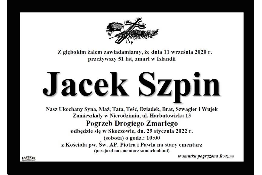 Zmarł Jacek Szpin 