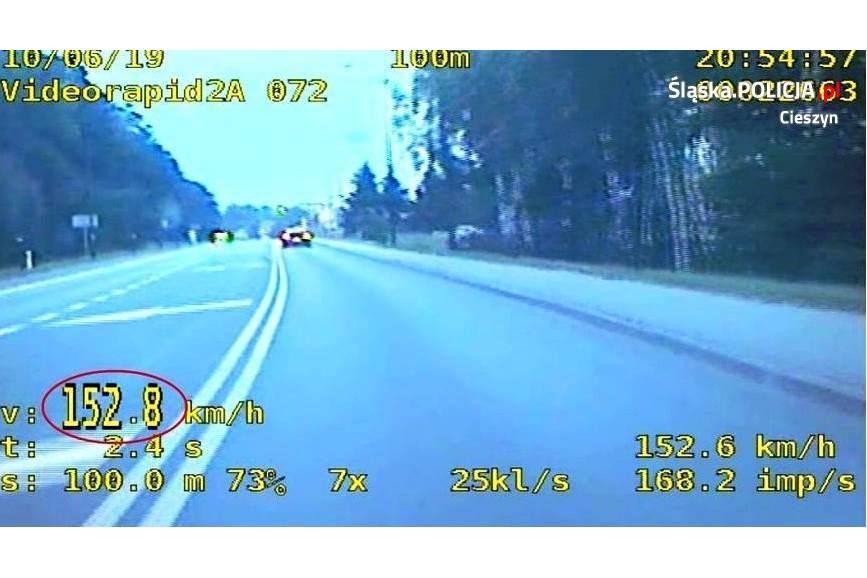 Zdjęcie z kamery samochodowej na drodze w Cieszynie