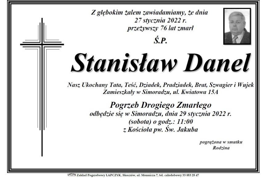 Na zdjęcie przedstawona jest klepsydra zmarłego Stanisława Daniela