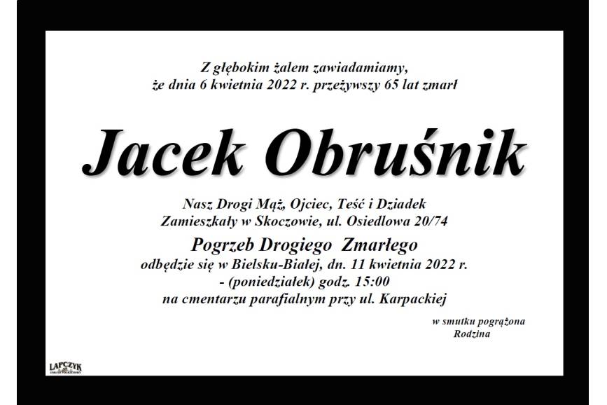 Zmarł Jacek Obruśnik 