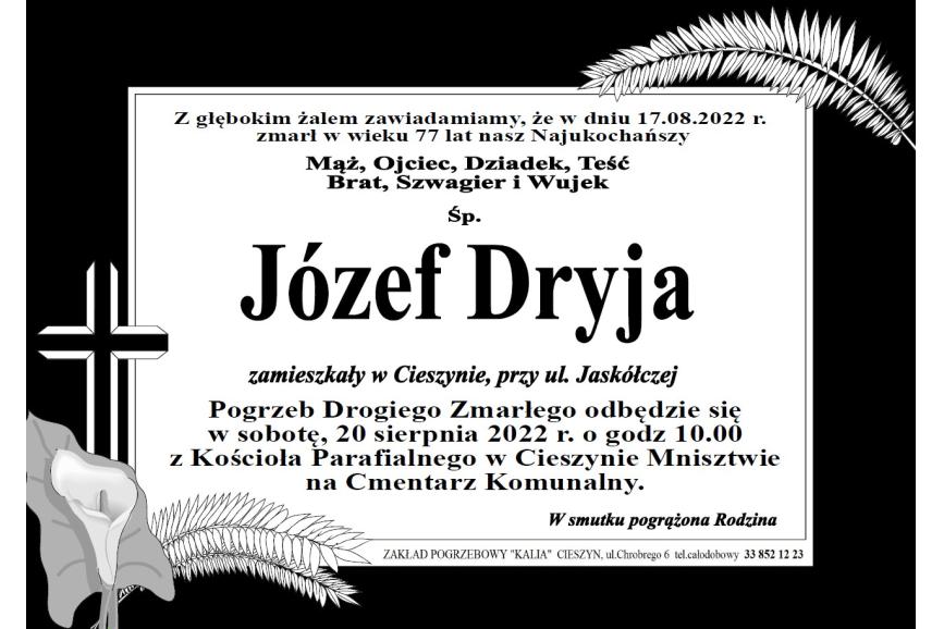 Zmarł śp Józef Dryja