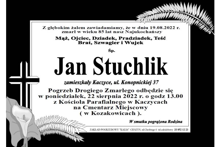 Zmarł śp. Jan Stuchlik