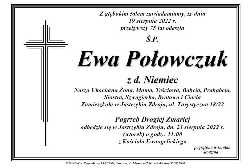 Zmarła Ś. P Ewa Połowczuk z d. Niemiec