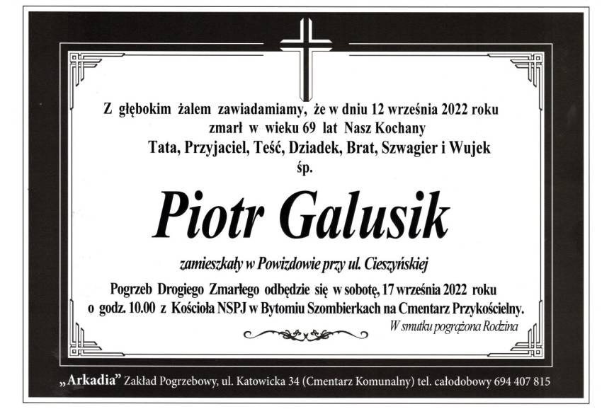 Zmarł śp. Piotr Galusik
