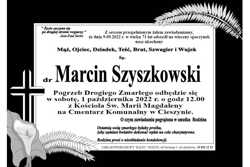 Zmarł Śp. Marcin Szyszkowski