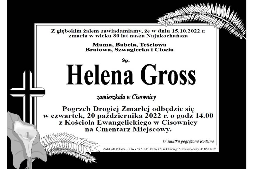 Zmarła Helena  Gross