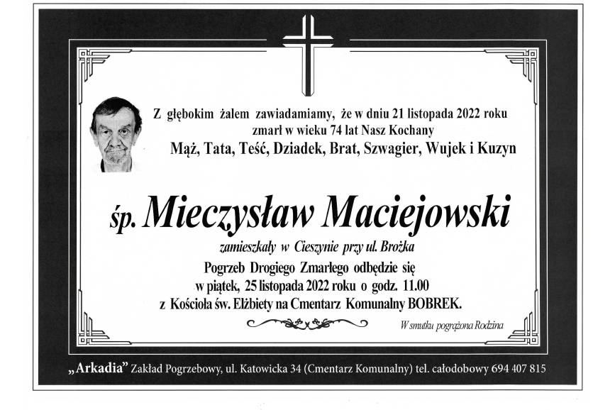 Zmarł śp. Mieczysław Maciejowski 