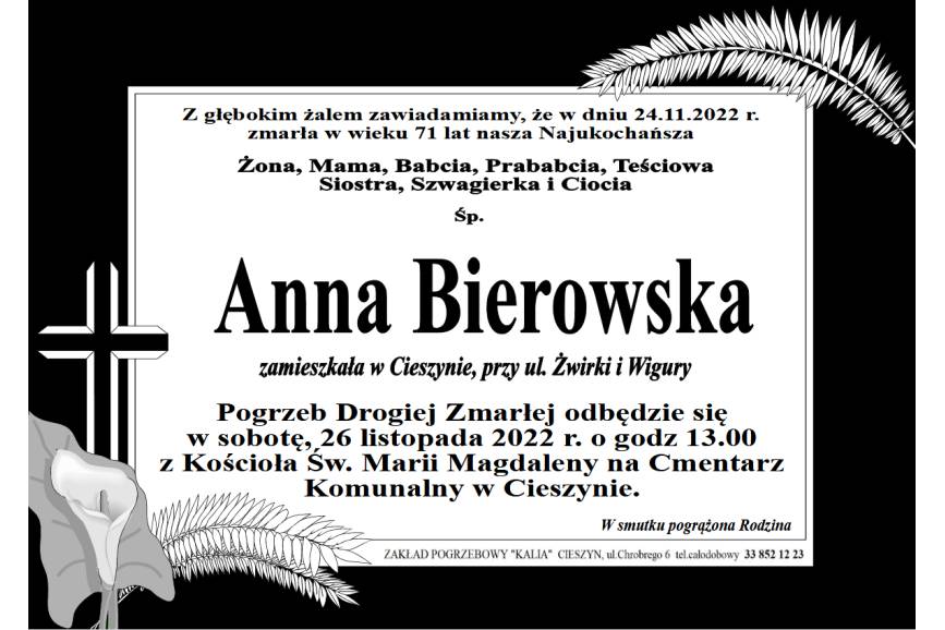 Zmarła Anna Bierowska