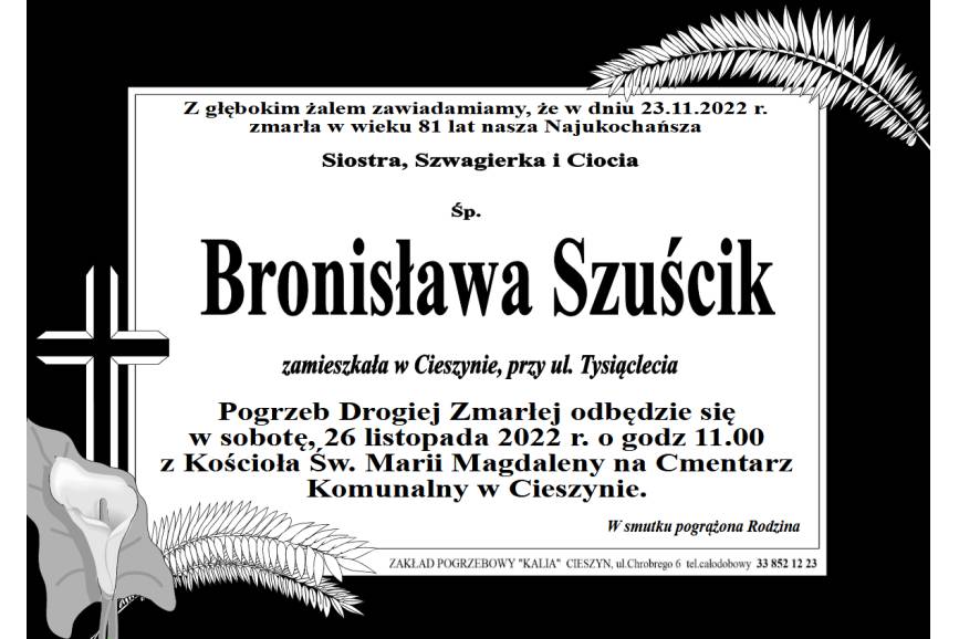 Zmarła Bronisława Szuścik